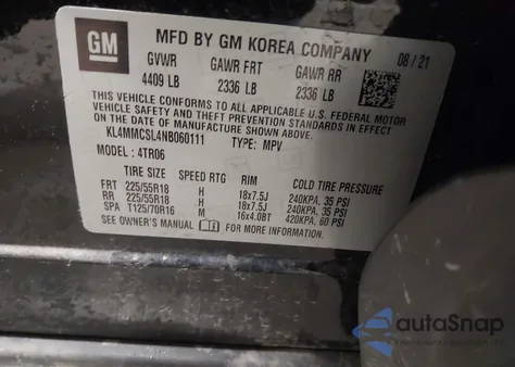 2022 Buick Encore Gx Awd Preferred z USA, uszkodzony, nr VIN KL4MMCSL4NB060111